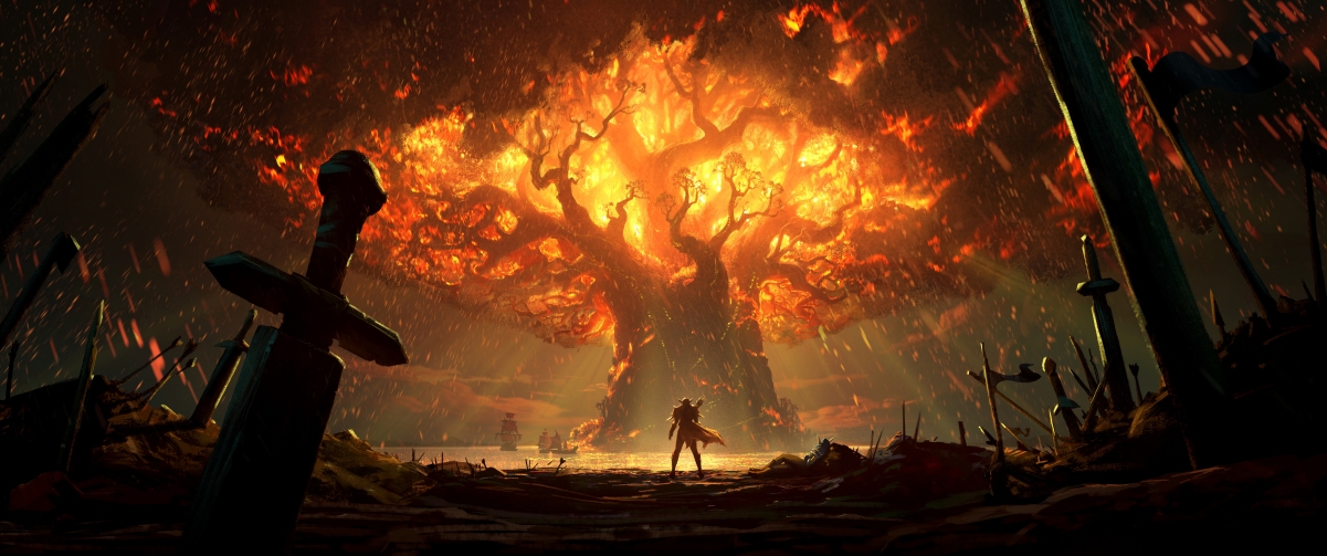 魔兽世界泰达希尔,树,火,3440x1440图片